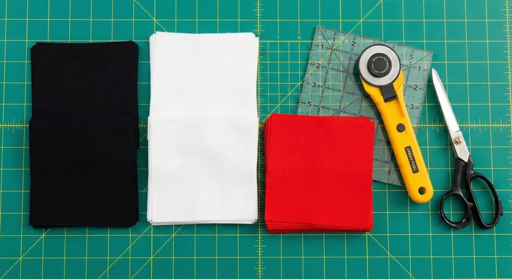 Artistic Abstract Red, Black, and White Quilt Designs 5 Living Room