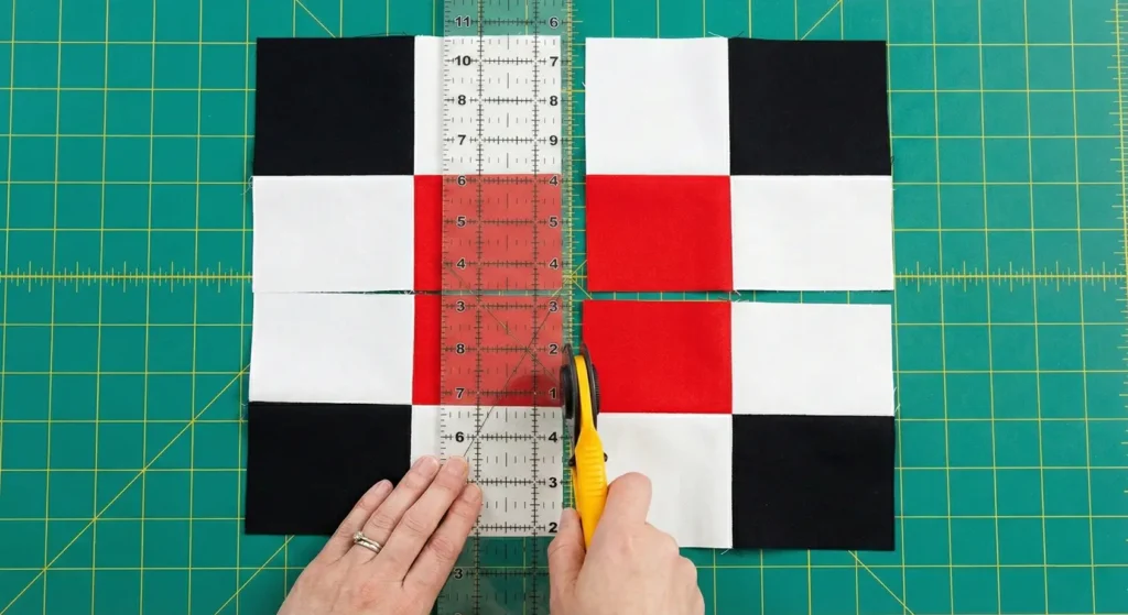 Artistic Abstract Red, Black, and White Quilt Designs 5 Living Room