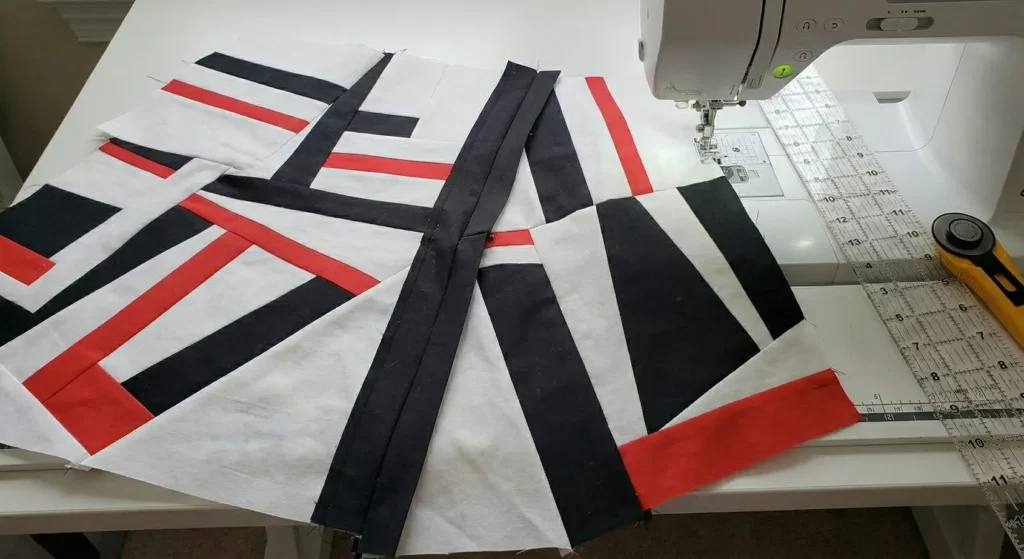 Artistic Abstract Red, Black, and White Quilt Designs