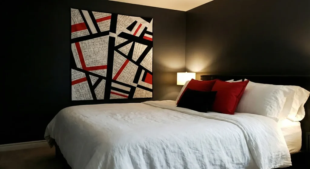 Artistic Abstract Red, Black, and White Quilt Designs