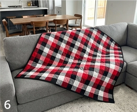 Bold Buffalo Check Quilt Throw for Sofa in Living Cum Dining Room