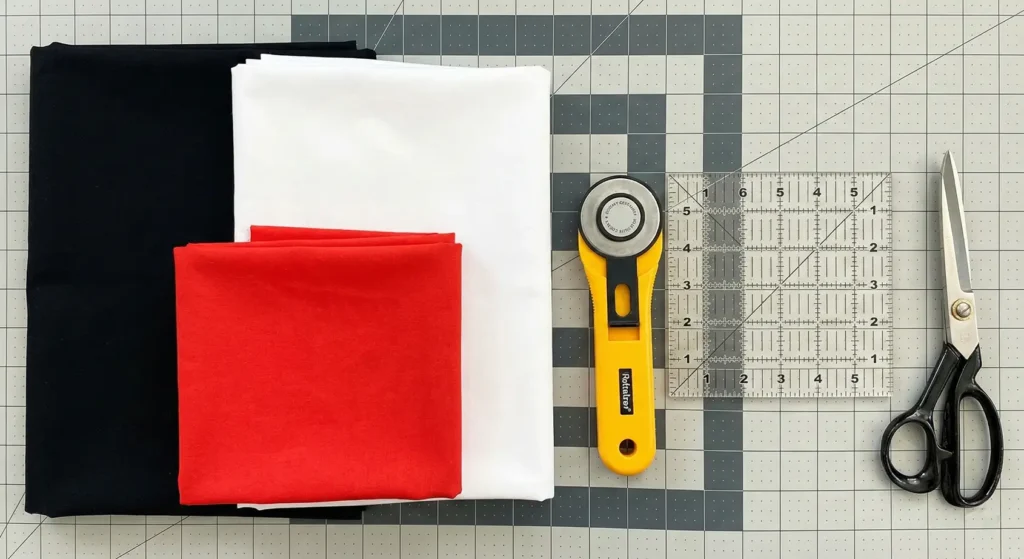 Bold Geometric Red, Black, and White Quilts for Contemporary Decor