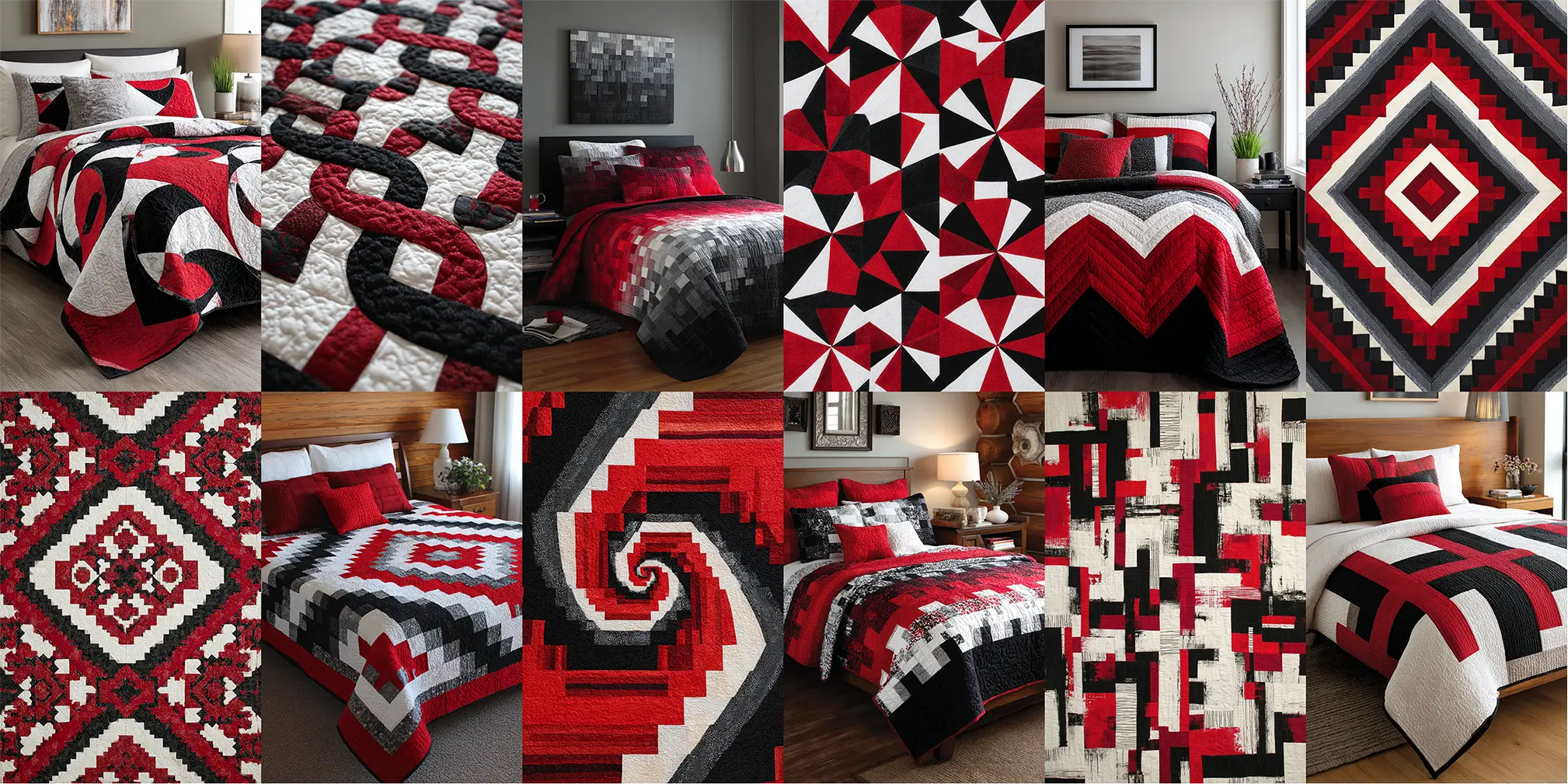 Bold Red, Black, and White Quilt Patterns