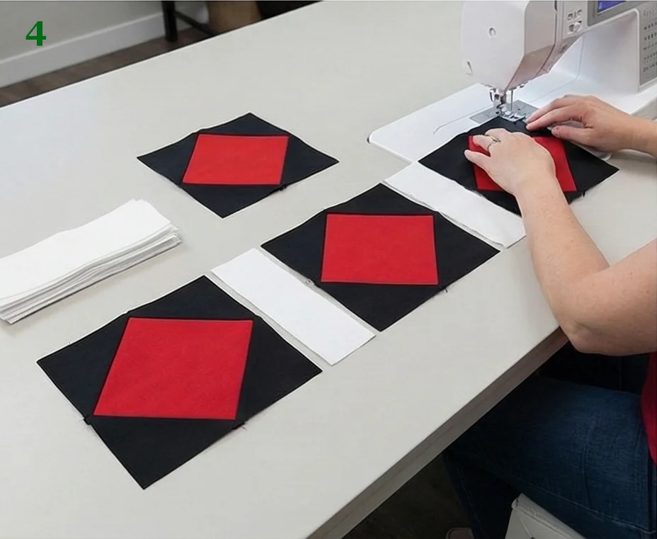 Chic Red, Black, and White Quilted Table Runners