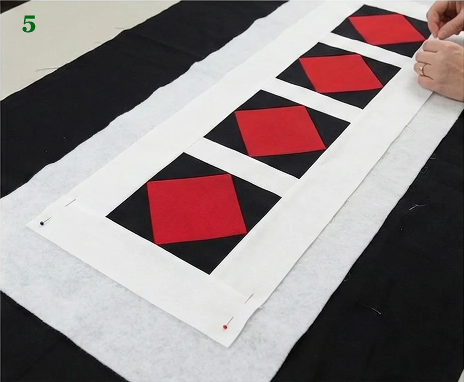 Chic Red, Black, and White Quilted Table Runners