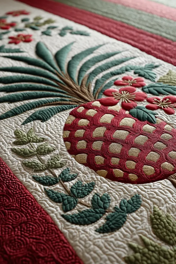 Classic Pineapple Hawaiian Quilt Patterns for Bed Covers and Runners
