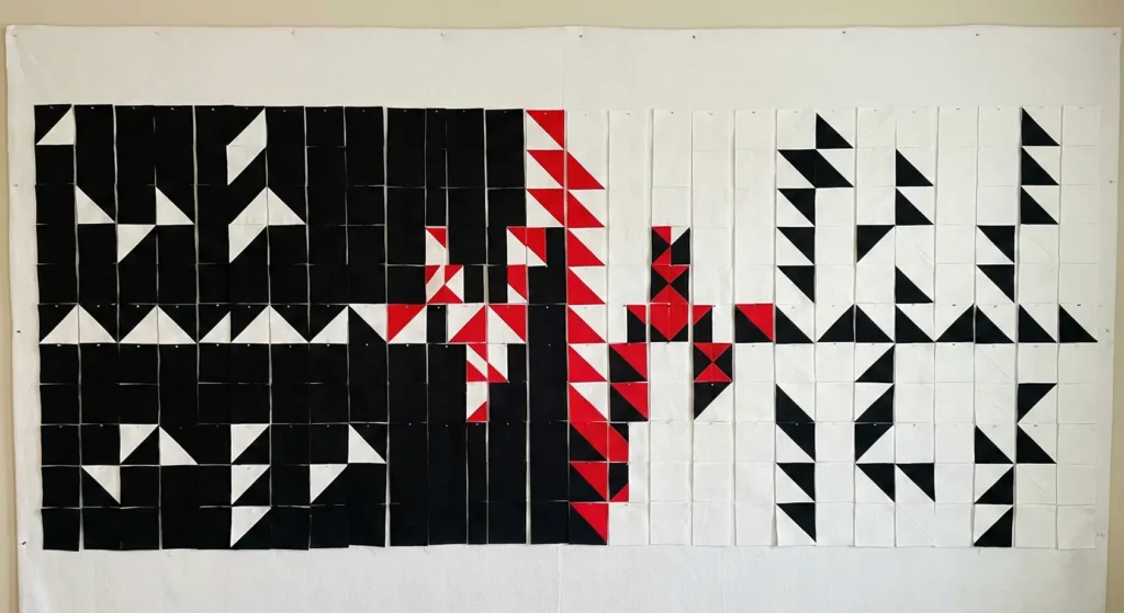 Contemporary Herringbone Quilt Patterns in Red, Black, and White