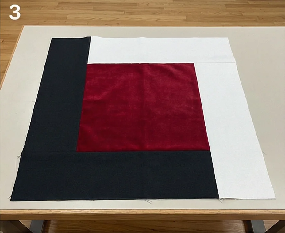Contemporary Log Cabin Quilts for Modern Floor Decor in Red, Black, and White