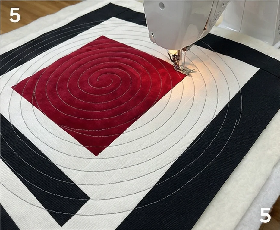 Contemporary Log Cabin Quilts for Modern Floor Decor in Red, Black, and White