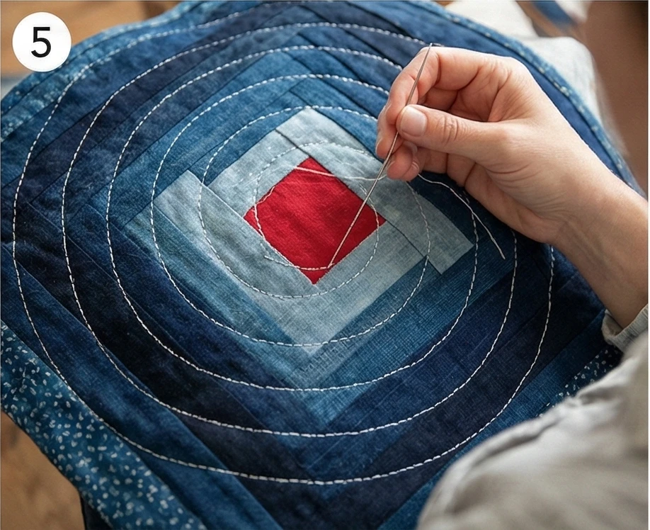 Cozy Indigo Boro Patchwork Sofa Throws