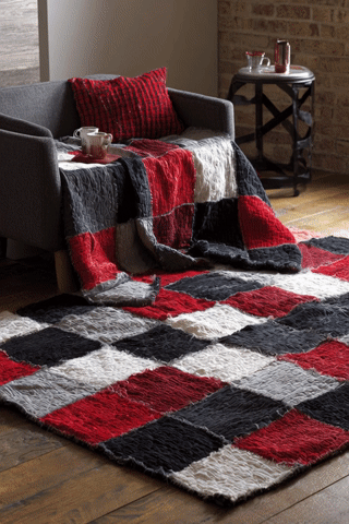 Cozy Red, Black, and White Quilted Floor Throws and Area Quilts