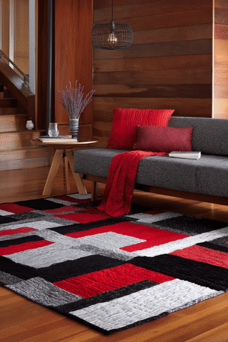 Cozy Red, Black, and White Quilted Floor Throws and Area Quilts