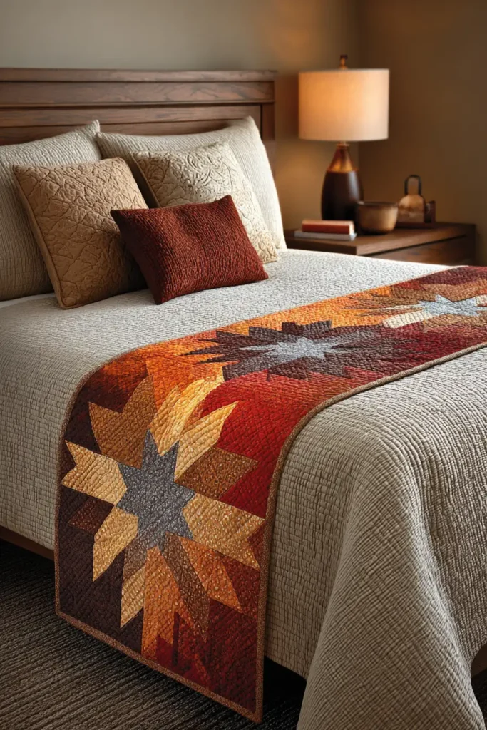 Cozy Sawtooth Star Bed Runners for a Splash of Style