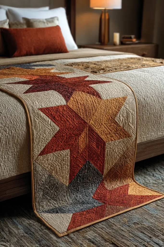 Cozy Sawtooth Star Bed Runners for a Splash of Style