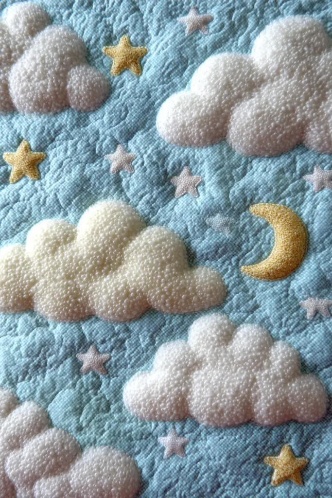 Cuddly Cloud and Star Themed Quilts for Dreamy Bedtimes