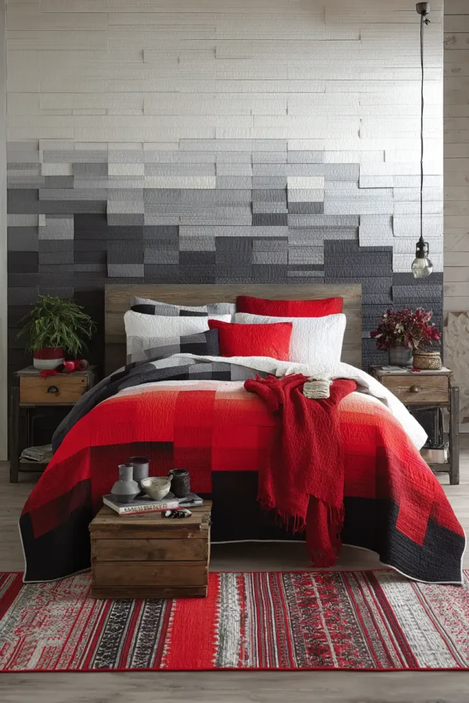 Dramatic Ombre Red, Black, and White Quilt Patterns