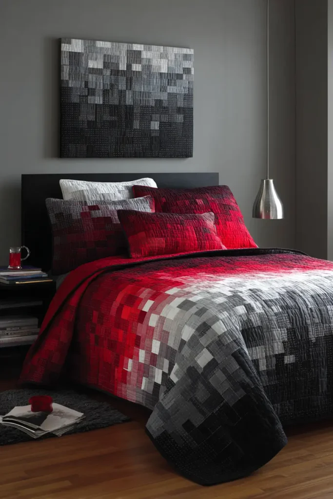 Dramatic Ombre Red, Black, and White Quilt Patterns