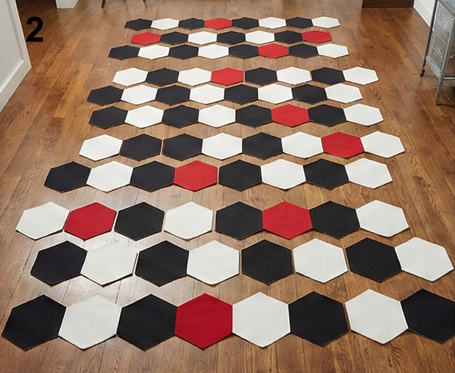 Durable Quilted Area Rugs in Tricolor Geometrics