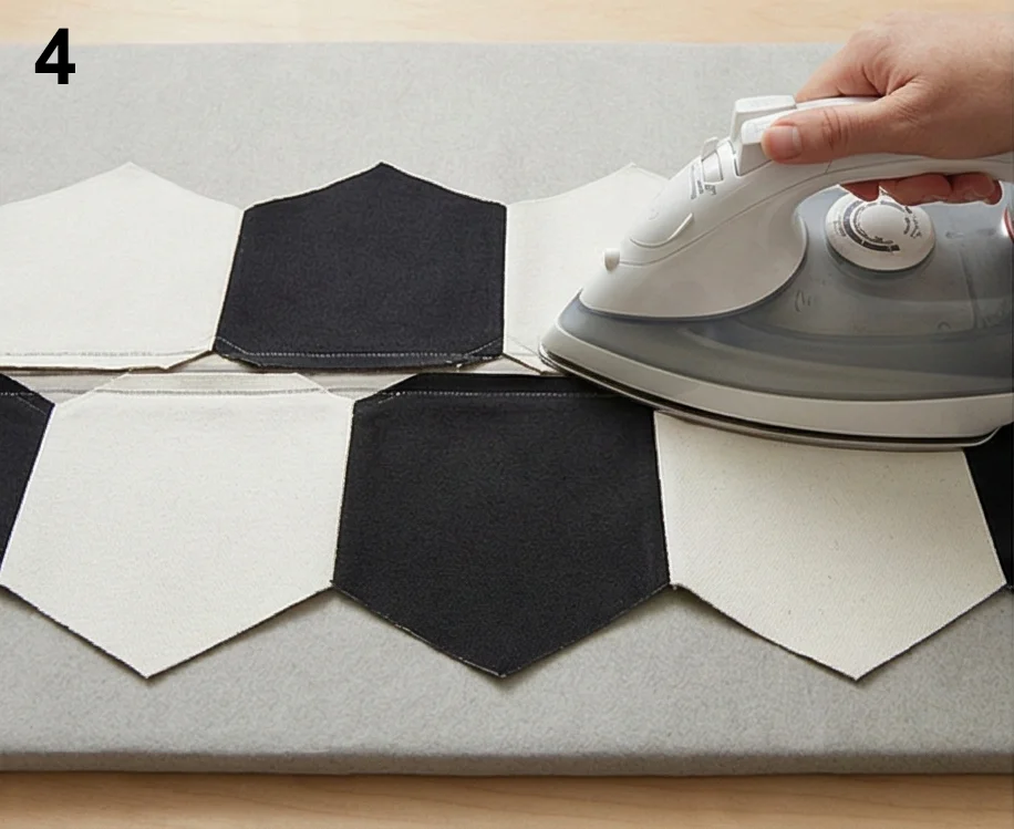 Durable Quilted Area Rugs in Tricolor Geometrics