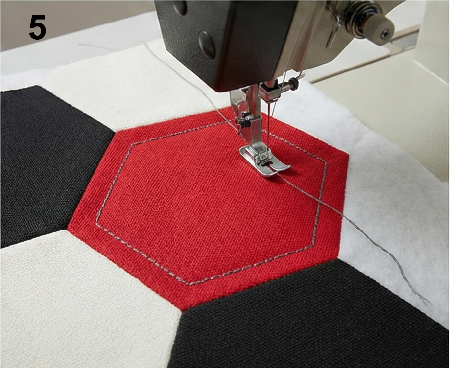 Durable Quilted Area Rugs in Tricolor Geometrics