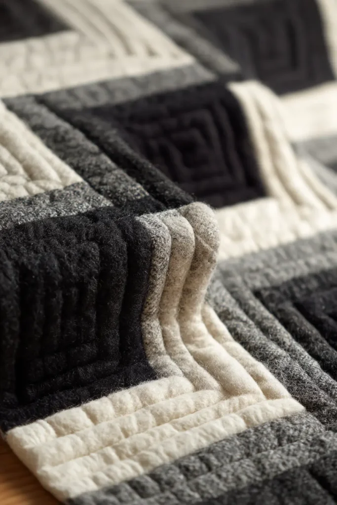 Elegant Black and Cream Wool Quilt Designs for Timeless Decor