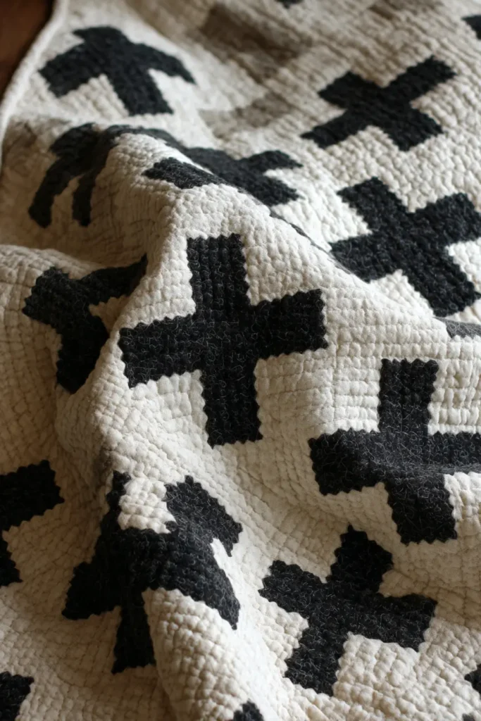 Elegant Black and Cream Wool Quilt Designs for Timeless Decor