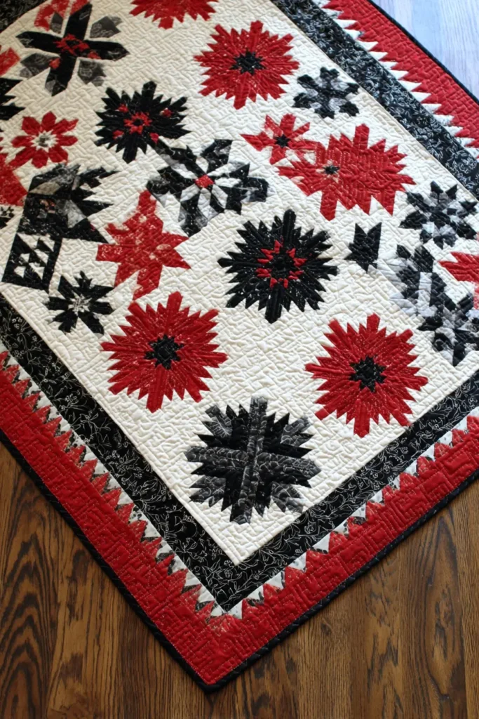 Elegant Red, Black, and White Quilts for Formal Dining Rooms