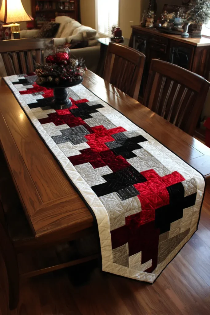 Elegant Red, Black, and White Quilts for Formal Dining Rooms