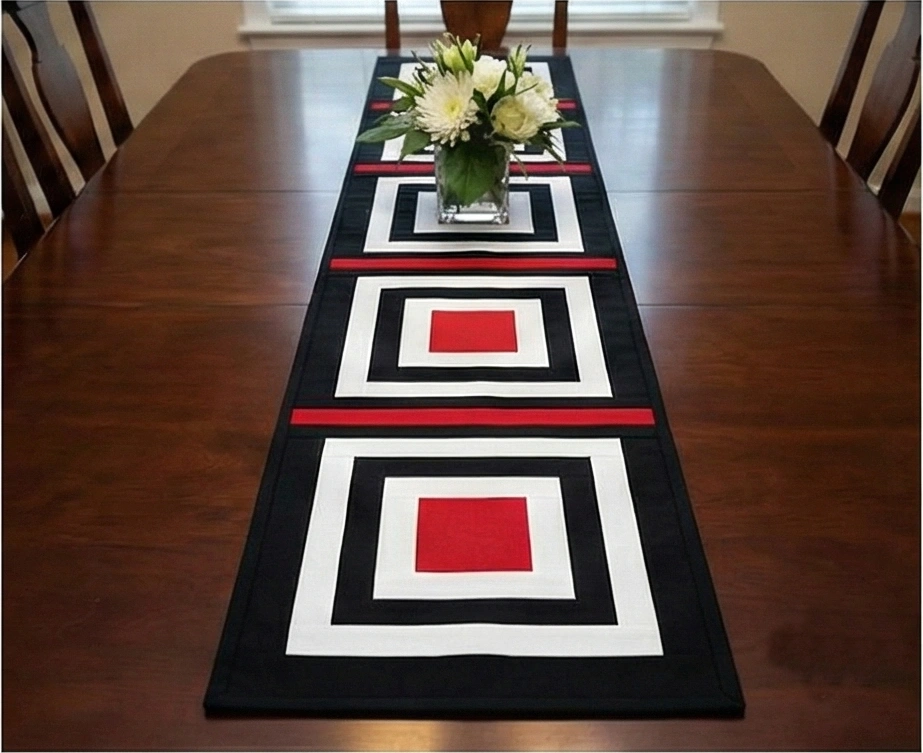 Elegant Red, Black, and White Quilts for Formal Dining Rooms