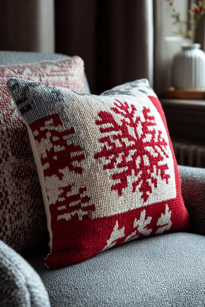 Elegant Snowflake Quilt Blocks for Winter Pillow Covers