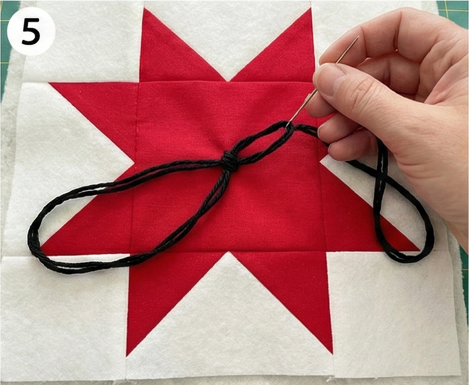 Farmhouse-Style Red, Black, and White Quilts for Open Living Dining Areas