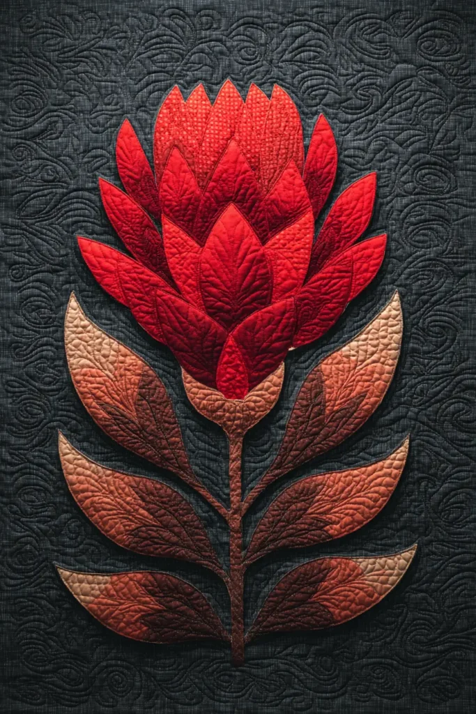 Floral Lehua Blossom Hawaiian Quilt for Pillow Covers