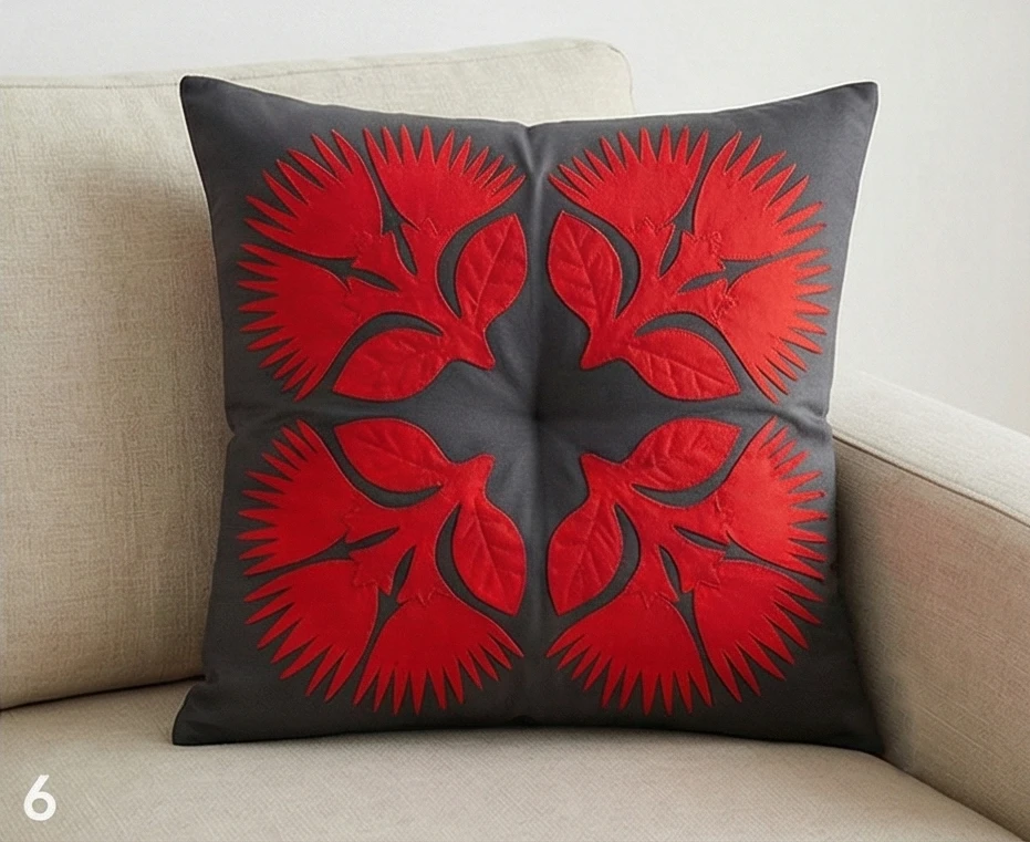 Floral Lehua Blossom Hawaiian Quilt for Pillow Covers
