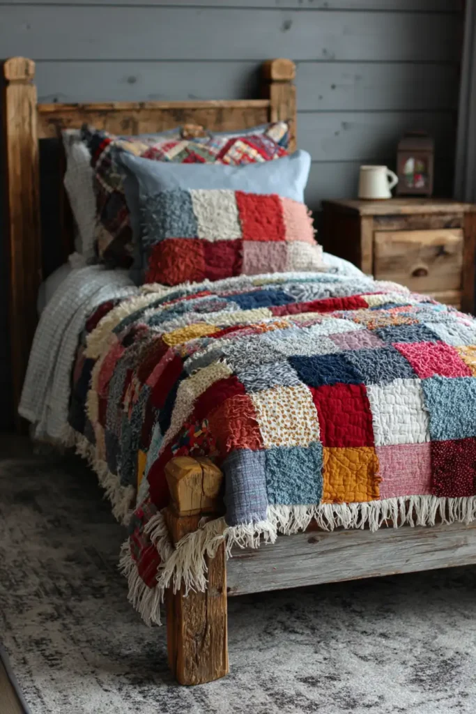 Fun and Funky Rag Quilt Bedding for Textured Warmth