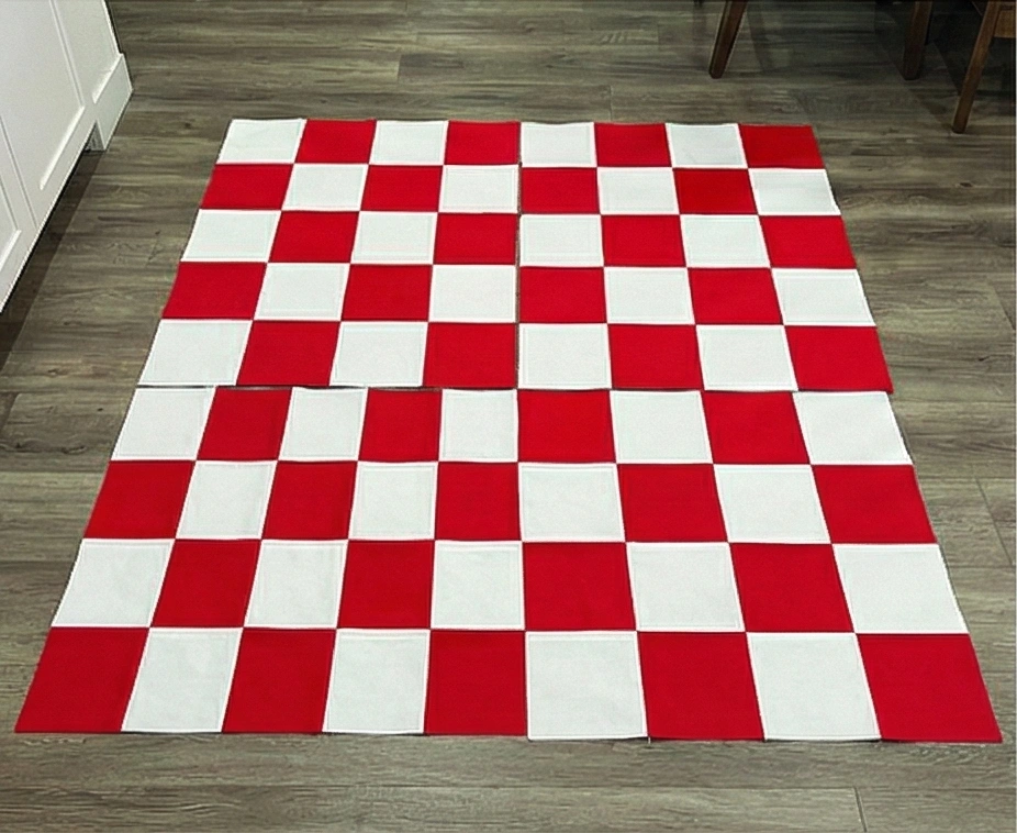 Gingham Red and White Quilt with Black Borders for Throw Blanket