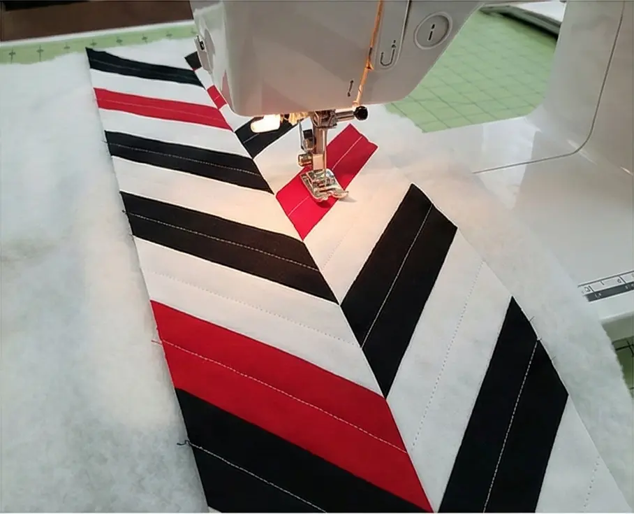 Herringbone Pattern Quilt Runner for Sideboard in Dining