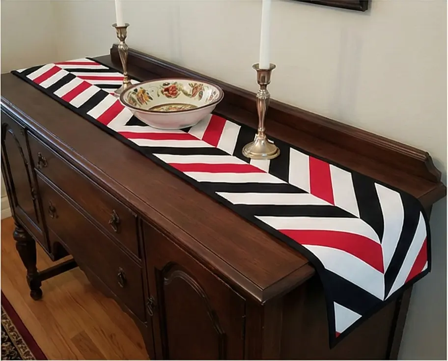 Herringbone Pattern Quilt Runner for Sideboard in Dining