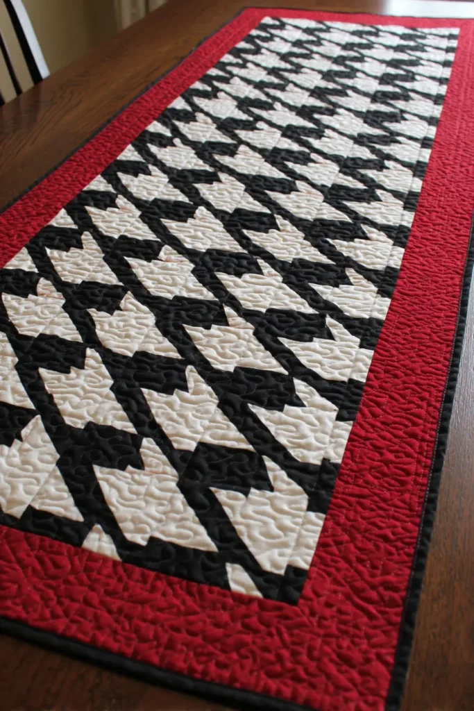 Houndstooth Inspired Quilt for Cozy Table Runners