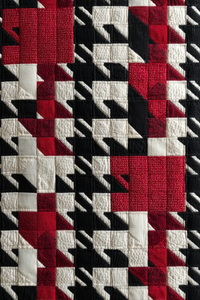 Houndstooth Inspired Quilt for Cozy Table Runners