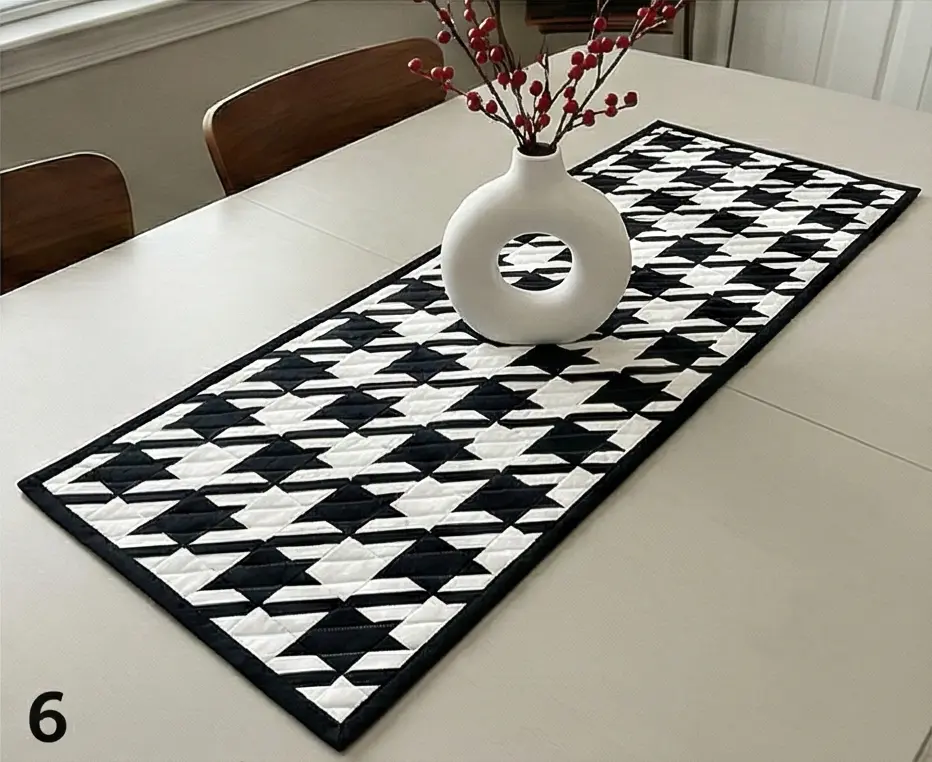 Houndstooth Inspired Quilt for Cozy Table Runners