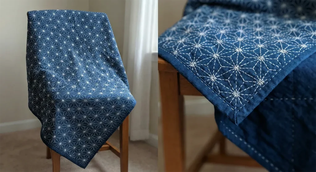 Indigo Dyed Japanese Quilt Bed Covers for Calm Sleeping Spaces