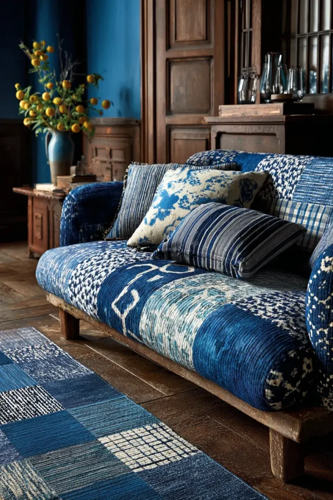 Japanese Kasuri Fabric Sofa Covers for Textured Comfort