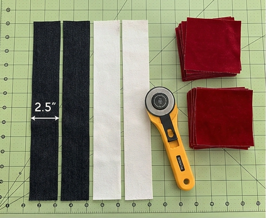 Log Cabin Quilt Pattern in Red, Black, and White for Floor Throw