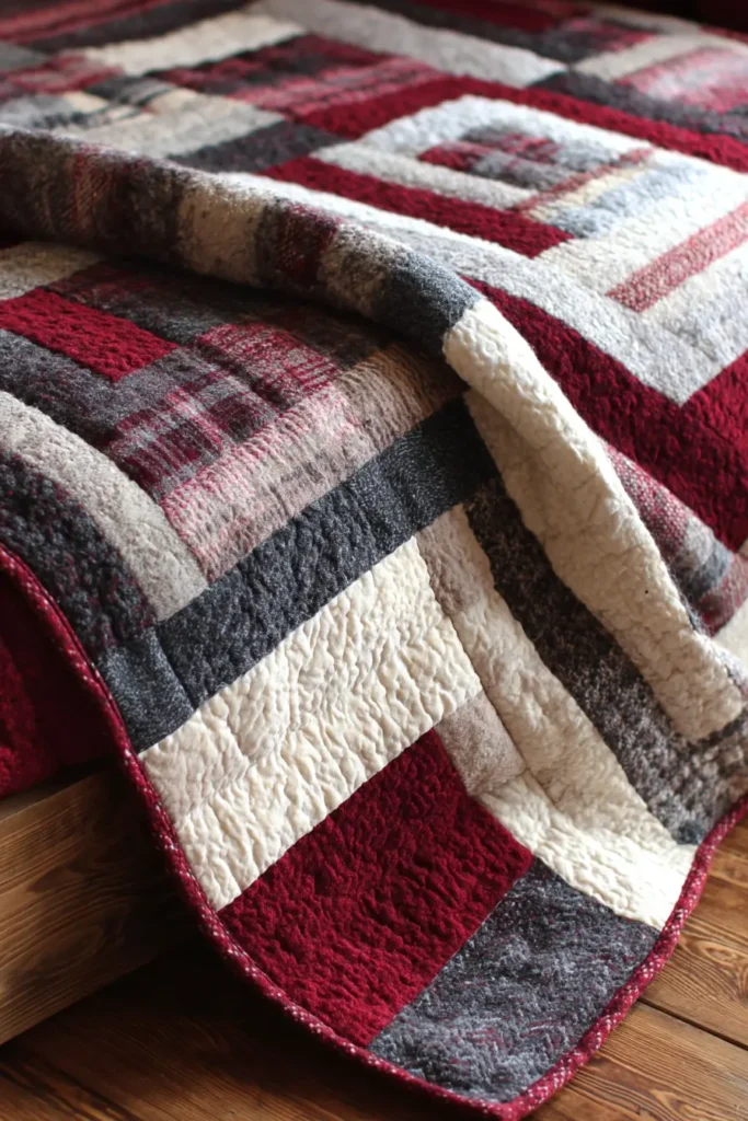 Log Cabin Quilt Patterns Using Wool and Flannel Batting