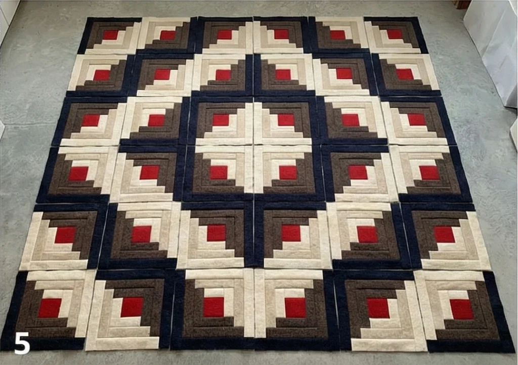 Log Cabin Quilt Patterns Using Wool and Flannel Batting
