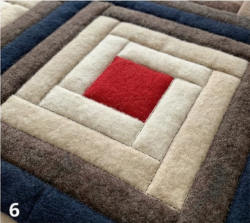 Log Cabin Quilt Patterns Using Wool and Flannel Batting