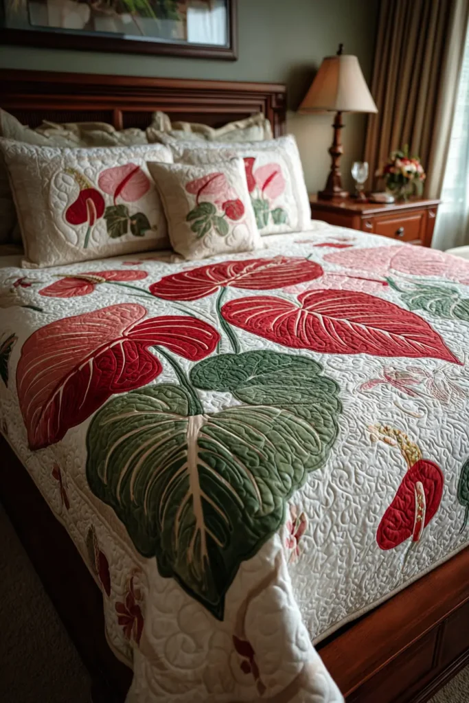 Luxury King Size Anthurium Quilt Designs