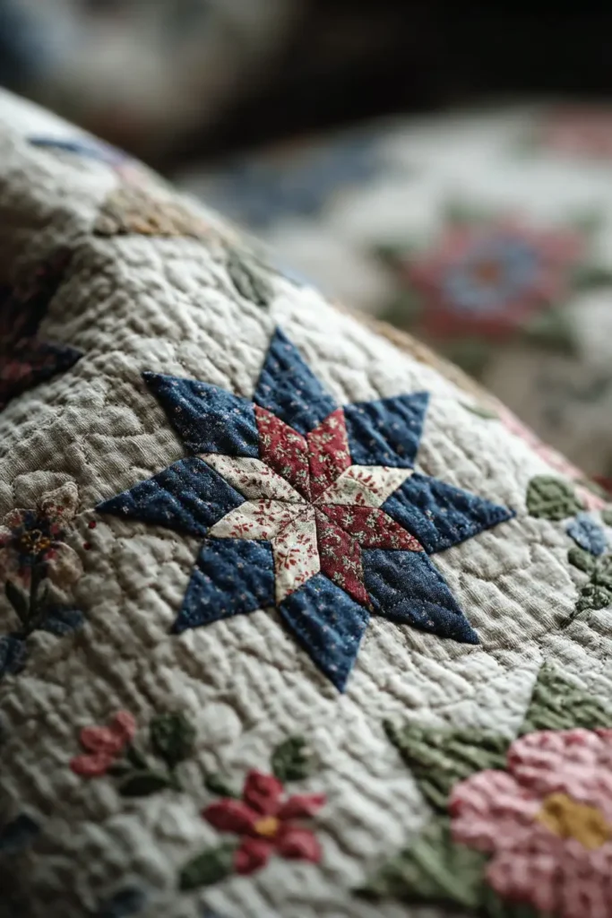 Miniature Seven Sisters Star Quilts for Shelf Styling