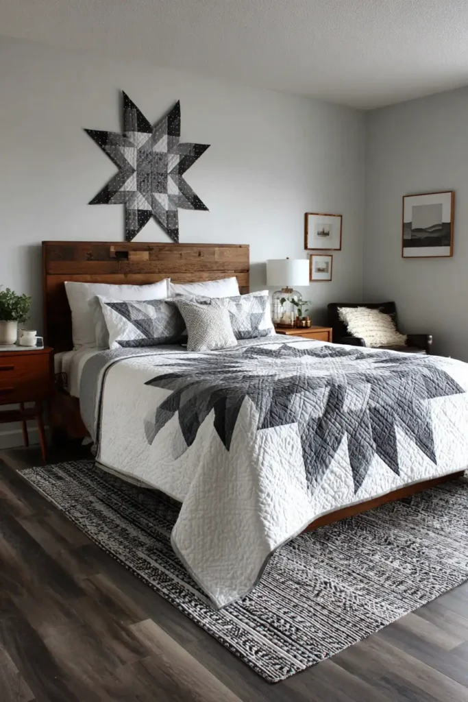Minimalist Carpenter’s Star Quilt Ideas for Modern Beds