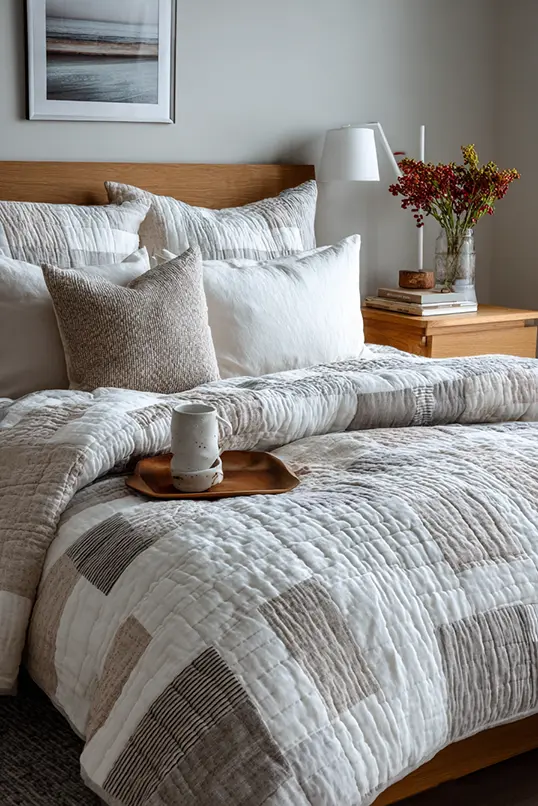 Minimalist Monochrome Scandinavian Quilt Patterns for Serene Bedrooms